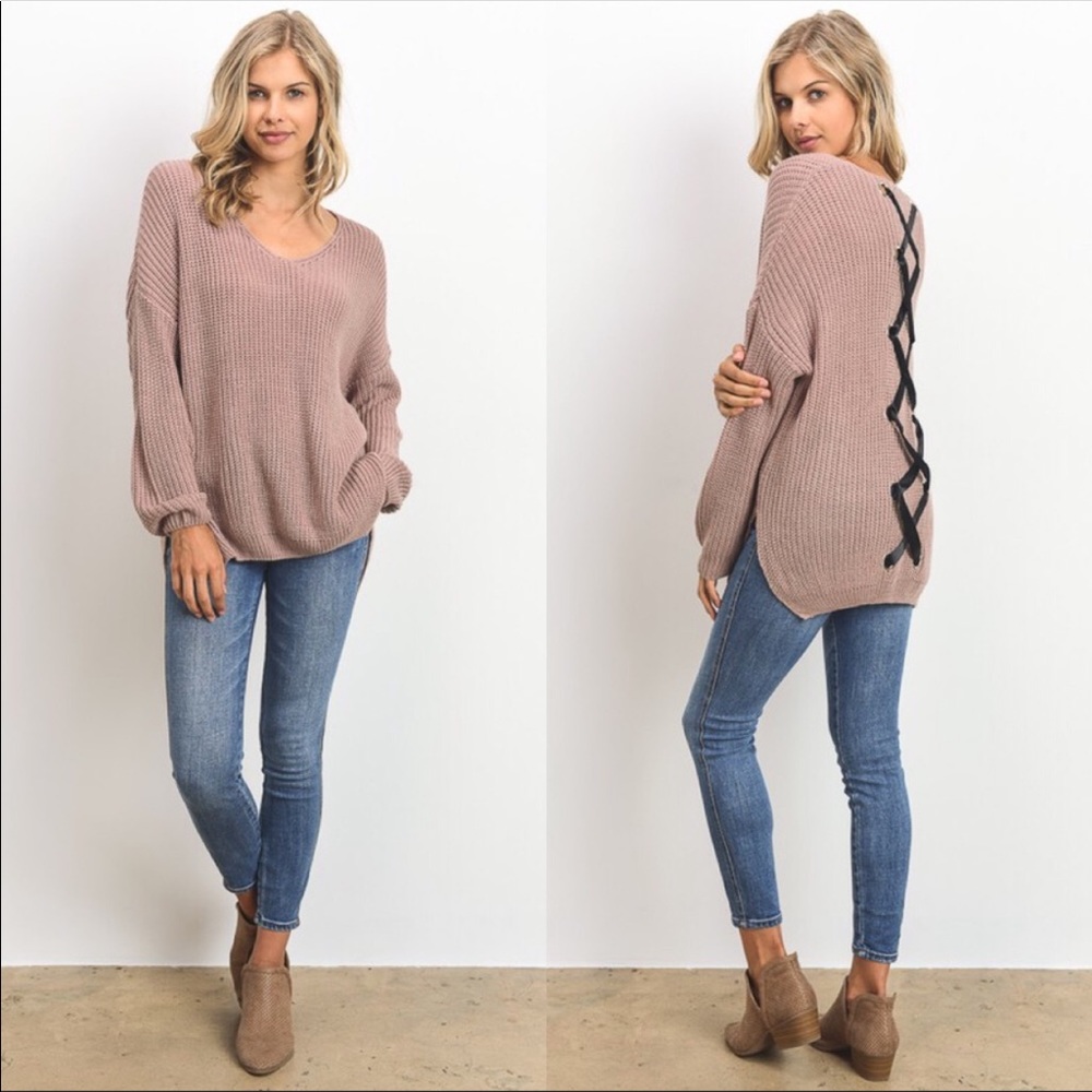 Nwt Soft Chunky Knit Corset Back Sweater